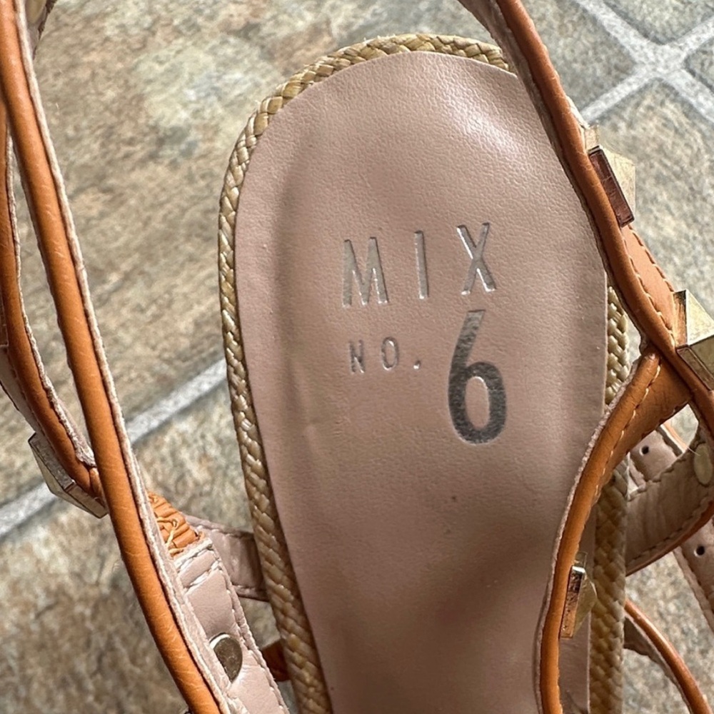 Mix No. 6 Tan and Gold Strappy Heels - Picture 2 of 10